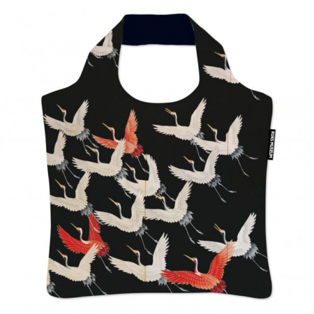 detail Originální skládací taška: Červení a bílí jeřábi