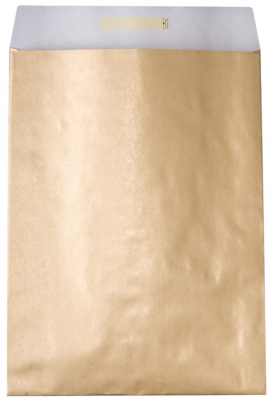 Dárkový sáček papírový 32x6x43+6cm, Uni zlatý