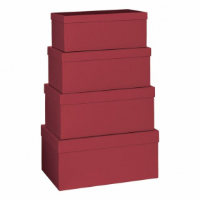 Sada dárkových krabiček One Colour tmavě červená, 4 ks