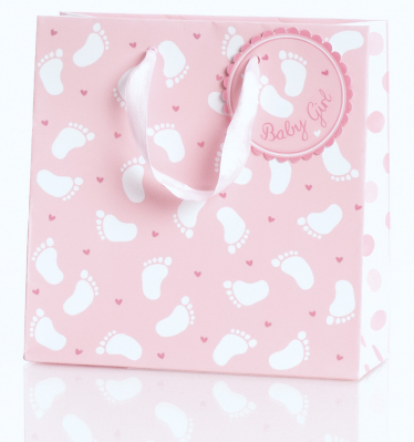 Dárková taška 18x8x18 cm, Baby Girl světle růžová