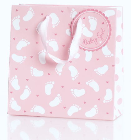 detail Dárková taška 18x8x18cm, Baby Girl, světle růžová