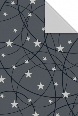 Dárkový papír návin 70 cm x 250 m, Hvězdy a spirály, oboustranný
