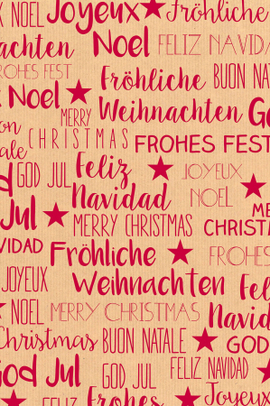 detail Set dárkových papírů role 70x200 cm, Kraftové Vánoce - 5 motivů, 60 ks