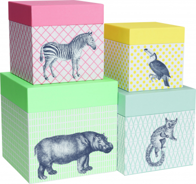 Set dárkových krabic Divoká zvířata, 4 ks