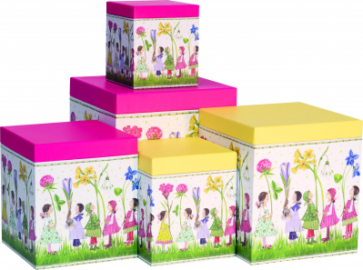 Set dárkových krabic Květiny a děti, 5 ks