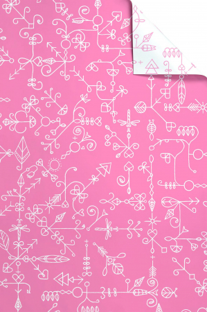 detail Dárkový papír role 70x150cm, Srdce a šíp, růžový