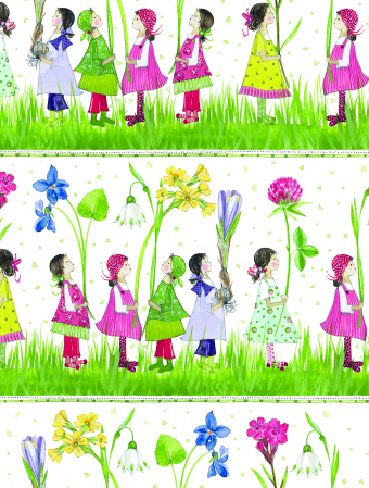 detail Dárkový papír role 70x200cm, Květiny a děti