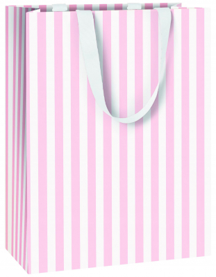 Dárková taška 25x13x33cm, Růžové proužky