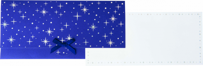 detail Dárková obálka na peníze 11x23 cm: Hvězdičky v modré