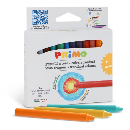 Voskové pastelky PRIMO BASIC, x 85mm, 12ks, papírový obal