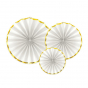 náhled Závěsné rosety bílé/zlatý proužek 3ks - PARTY DECO