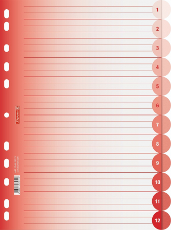 detail Rozlišovač do šanonu A4, 12 oddílů, červený