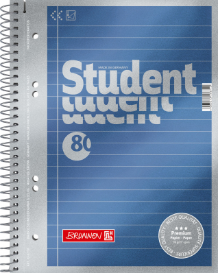 Collegeblock A5, linkovaný - prémiový papír, modré metalické desky