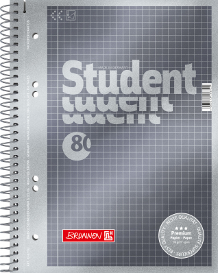 Collegeblock A5 čtverečkovaný - prémiový papír, šedé metalické desky