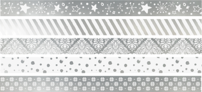 Dekorační páska MINI Vánoce stříbrné, 1,2cmx3m - 5 motivů