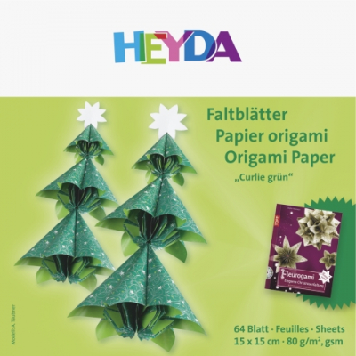 Origami papír Curlie 15x15 64 listů, zelený