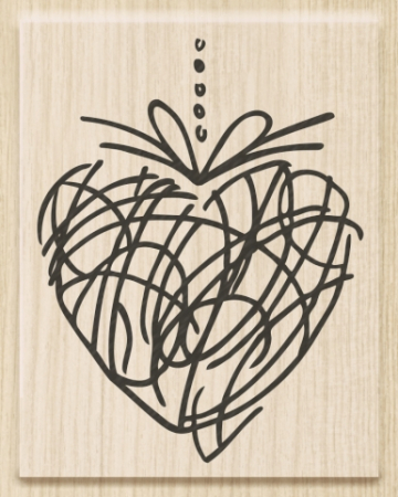 detail Dřevěné razítko 6,5x5cm, Kreslené srdce