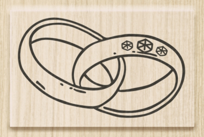 Dřevěné razítko 5x3cm Snubní prsteny
