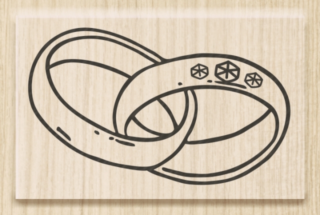 detail Dřevěné razítko 5x3cm Snubní prsteny