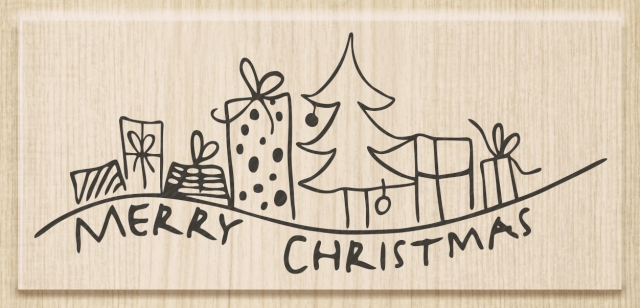 detail Dřevěné razítko 9,5x4cm, Vánoční dárky