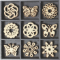 náhled Sada dřevěných dekorací Ornamenty a motýli, 45ks