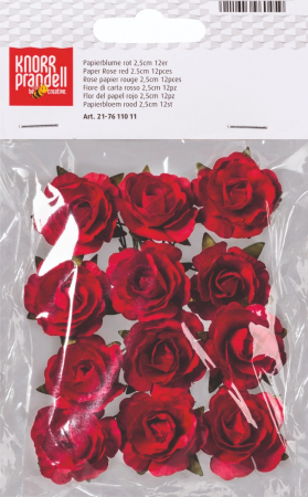 detail Papírová květina 2,5cm, červená, 12 ks
