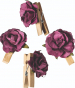náhled Dřevěné kolíčky s bordó květy růží 2,5cm, 6ks