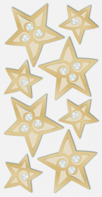 Set ozdobných samolepek - Hvězdy s kamínky