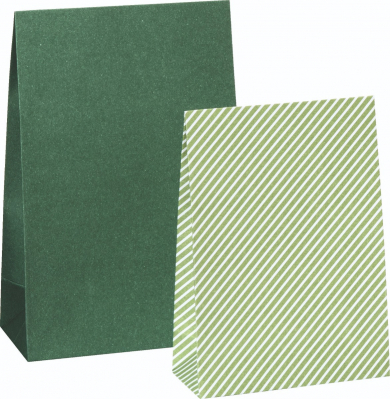 Set dárkových sáčků papírových zelených - 2 designy a velikosti, 6 ks