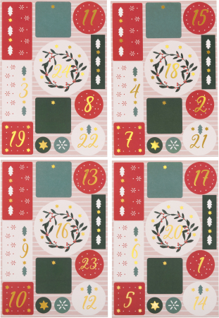detail Samolepky na adventní kalendář Aurelia s čísly 1-24 a obrázky