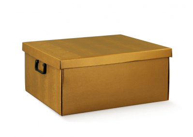 Skládací dárková krabice Easy 47x42x21cm: Stylová krabička s madly, zlatá