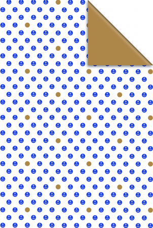 detail Dárkový papír role 70x200cm, Kotva a zlatý puntík