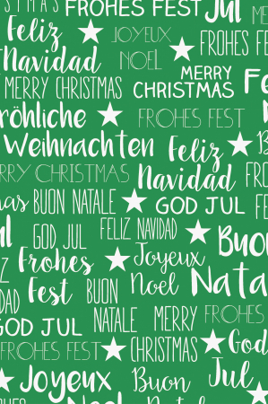detail Dárkový papír role 70x500 cm, Vánoční nápis zelený