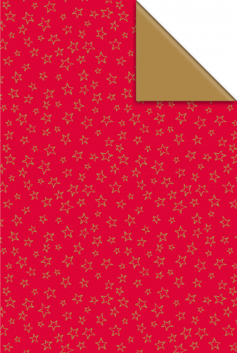 Dárkový papír role 70x500cm, Hvězdy červená/zlatá