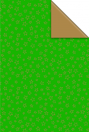 detail Dárkový papír role 70x500cm, Hvězdy zelená/zlatá