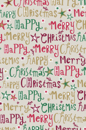 detail Dárkový papír role 70x200cm, Šťastné a veselé Vánoce