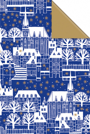detail Dárkový papír role 70cm x 10m, Vánoce v modrém