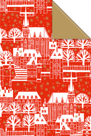 detail Dárkový papír role 70cmx10m, Vánoce v červeném