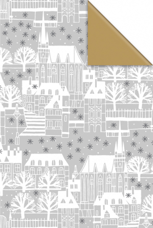 detail Dárkový papír role 70cm x 10m, Vánoce ve stříbrném