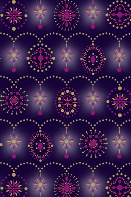 Dárkový papír role 70x150cm, Ornamenty, fialové