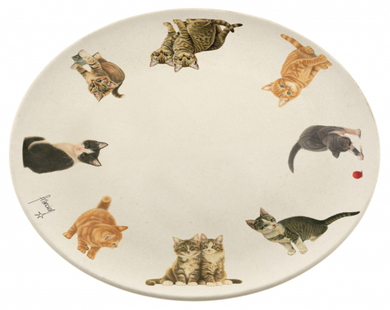 detail Bambusový talíř, Kočky