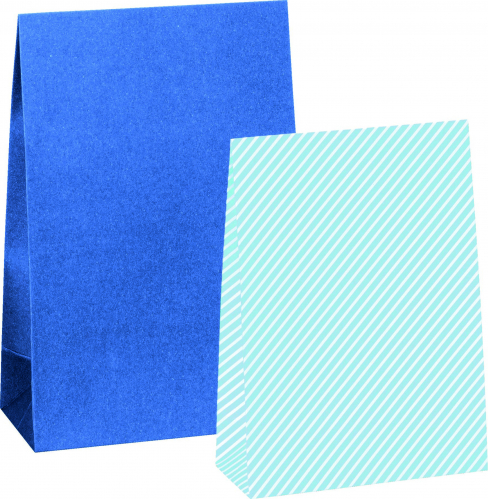 Sada papírových dárkových sáčků 2 motivy A6+, modrá, 6ks