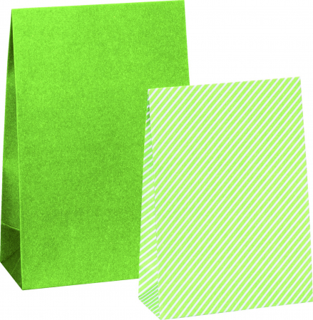 detail Sada papírových dárkových sáčků 2 motivy, světle zelená, 6ks