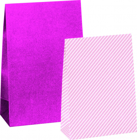 detail Sada papírových dárkových sáčků One Colour růžové - 2 motivy, 6 ks