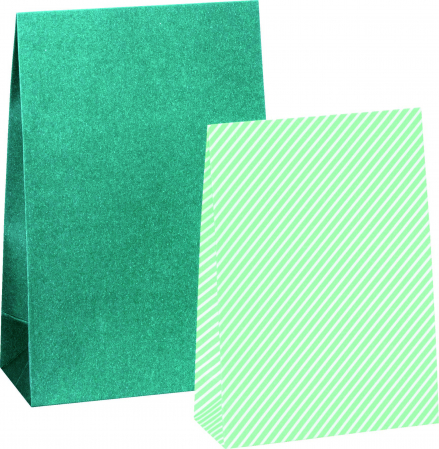 detail Sada papírových dárkových sáčků 2 motivy, zelená, 6ks
