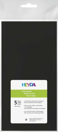 detail Hedvábný papír černý, 50x70cm (5ks) - HEYDA