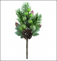 náhled Dekorační větvička borovice s bobulemi a šiškou, cca 16cm