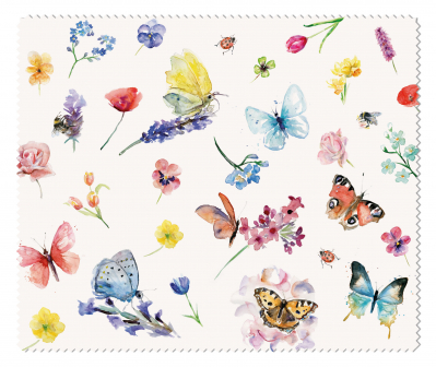 Čisticí hadřík na brýle Motýli a květiny, Michelle Dujardin, 15x18 cm