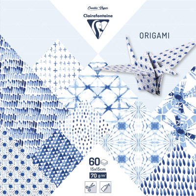 Origami papír, Modrotisk, 15x15cm, 60 listů