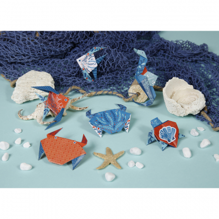 detail Origami papír, 60 listů, Mořský svět